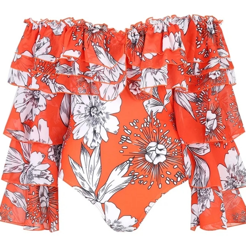 Flirty Ruffled Sporlike Swimsuit NWOT